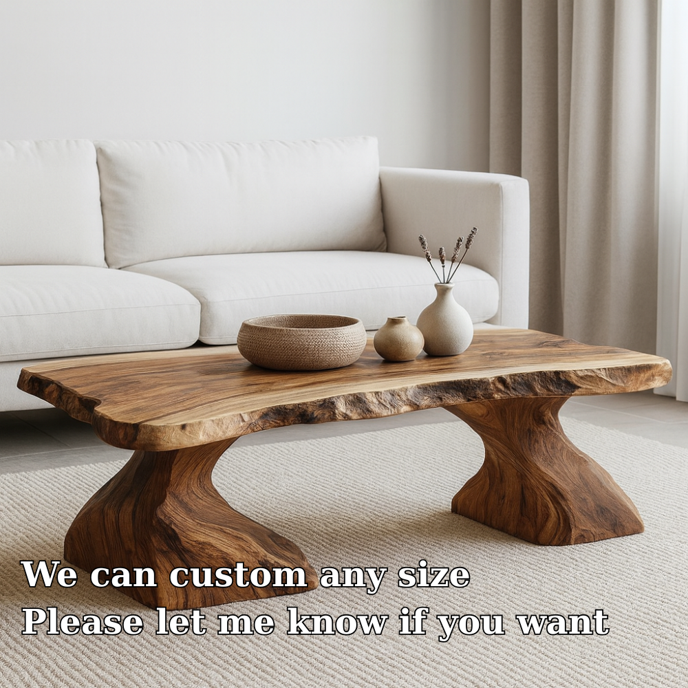 Handcrafted Solid Wood Coffee Table – Live Edge Organic Design for Natural Modern Interiors Kitchnce