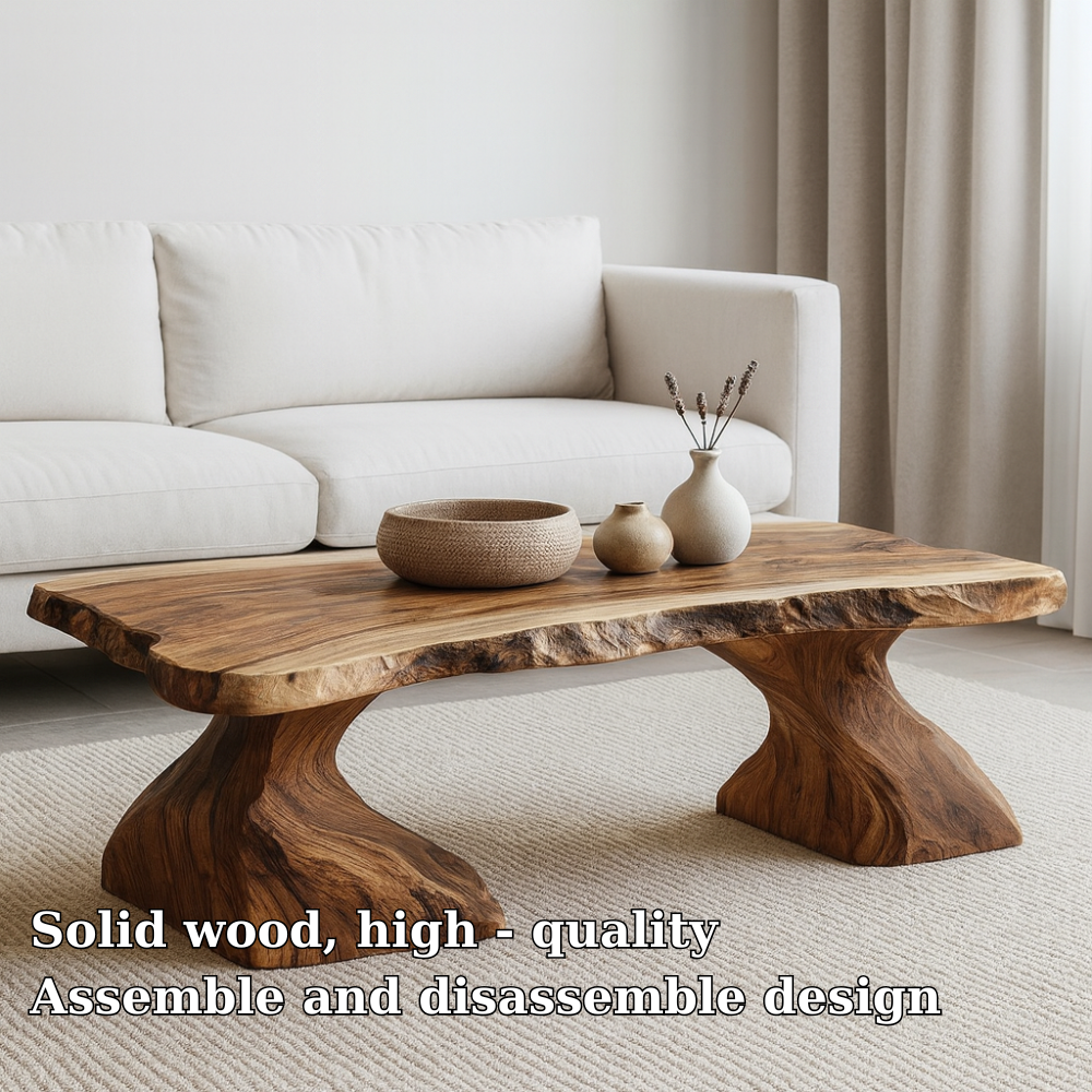 Handcrafted Solid Wood Coffee Table – Live Edge Organic Design for Natural Modern Interiors Kitchnce