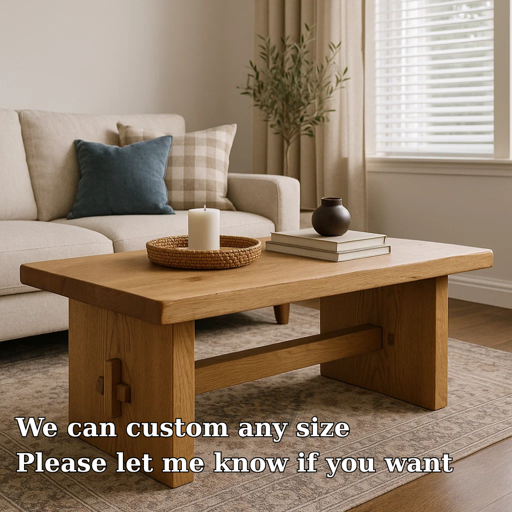 Handcrafted Solid Wood Coffee Table – Rustic Minimalist Design with Mortise Joinery Detail Kitchnce