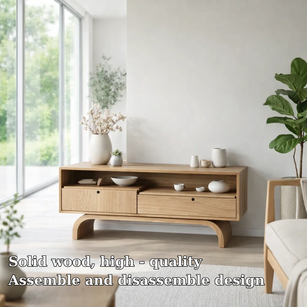 Solid Wood Sideboard Console with Drawers – Minimalist Storage Cabinet