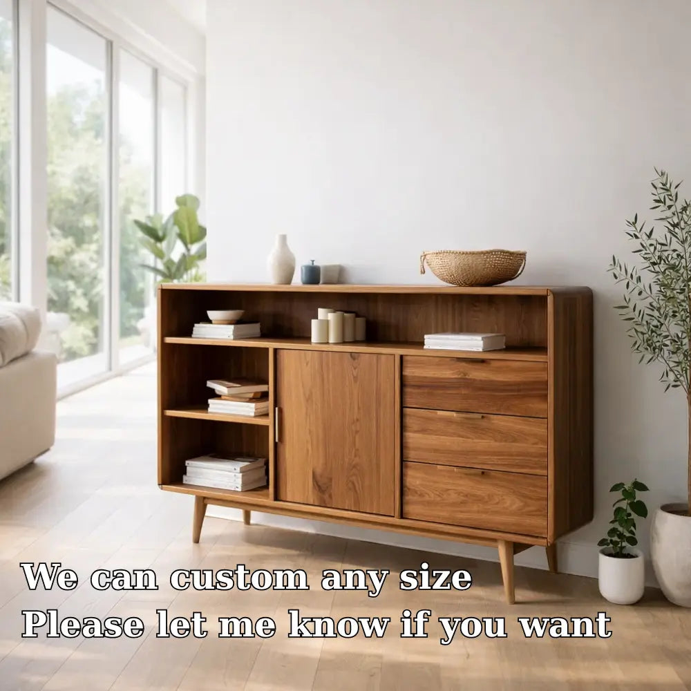 Modern Console Table with Shelves, Drawer & Cabinet Kitchnce