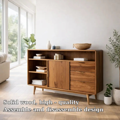 Modern Console Table with Shelves, Drawer & Cabinet Kitchnce