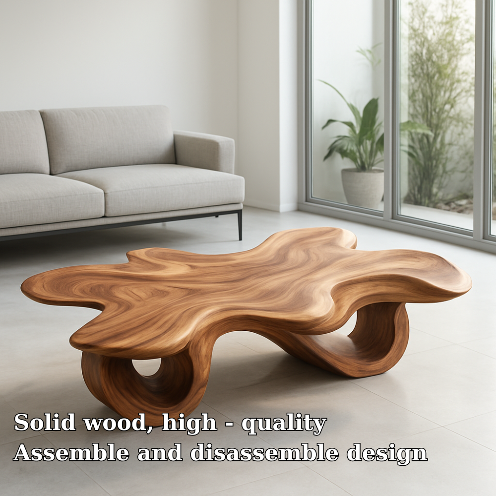 Handcrafted Solid Wood Coffee Table – Organic Sculpted Freeform Design Kitchnce
