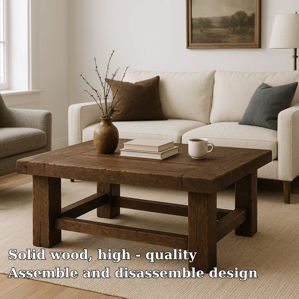 Handcrafted Solid Wood Coffee Table – Rustic Farmhouse Design with Timeless Character Kitchnce