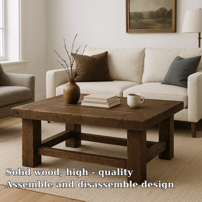 Handcrafted Solid Wood Coffee Table – Rustic Farmhouse Design with Timeless Character Kitchnce