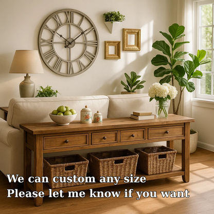 Solid Wood Console Table with Drawers and Storage Shelf for Living Room or Entryway Kitchnce