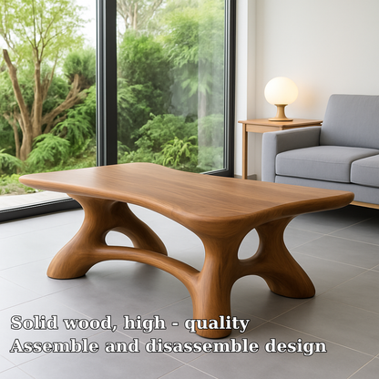 Handcrafted Solid Wood Coffee Table – Sculpted Organic Base for Modern Living Rooms Kitchnce