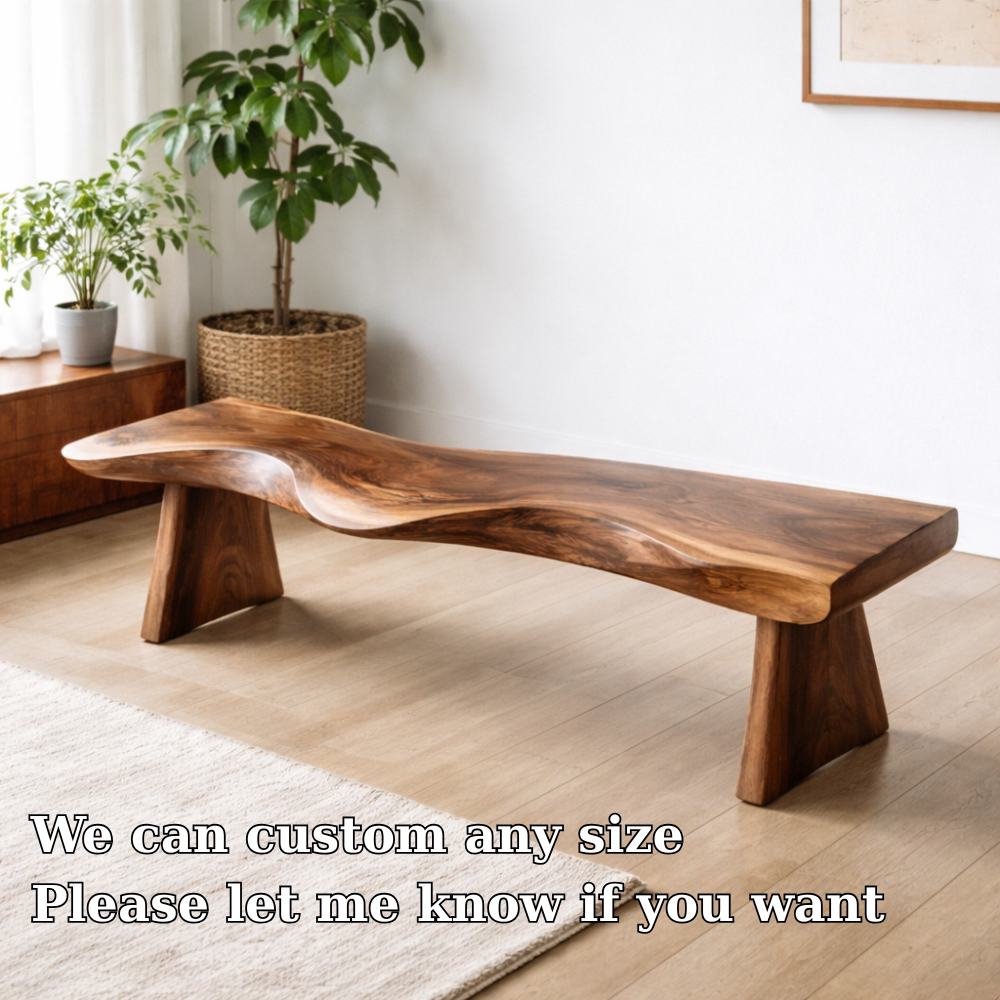 Live Edge Solid Wood Bench – Natural Wood Rustic Entryway Seating Bench Kitchnce