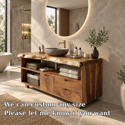 Solmere Live Edge Solid Wood Bathroom Vanity