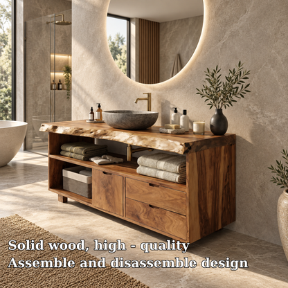 Solmere Live Edge Solid Wood Bathroom Vanity