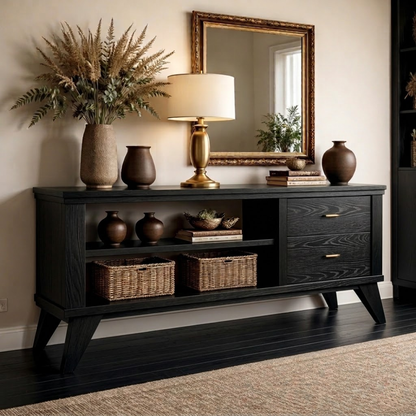 Handcrafted Console Cabinet with Storage - Mid-Century Modern Design