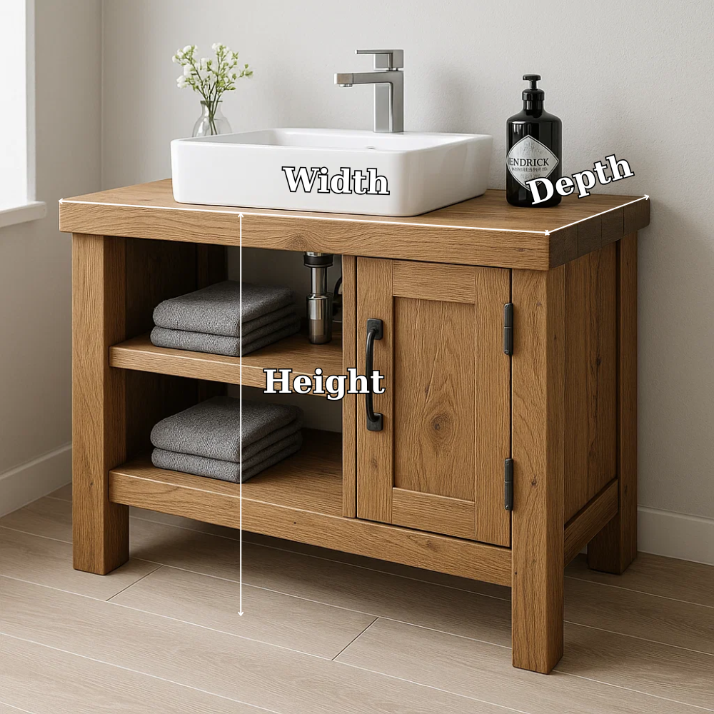 Solid Wood Bathroom Vanity Cabinet – Modern Oak Bathroom Vanity with Shelf Storage Kitchnce