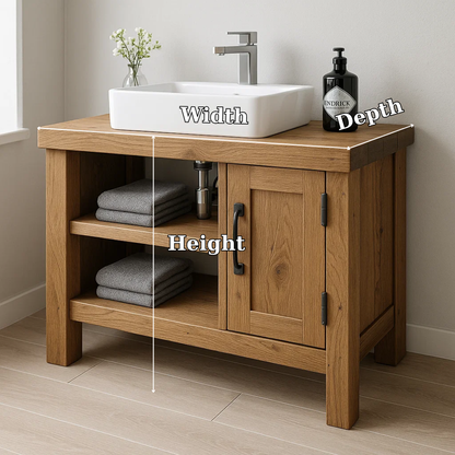 Solid Wood Bathroom Vanity Cabinet – Modern Oak Bathroom Vanity with Shelf Storage Kitchnce
