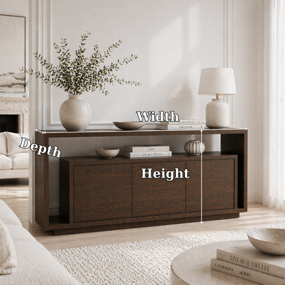 Solid Wood Console Sideboard – Minimalist Modern Storage Cabinet for Living Room