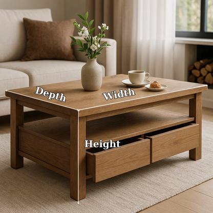 Handcrafted Solid Wood Coffee Table – Modern Rustic Design with Storage Drawers Kitchnce