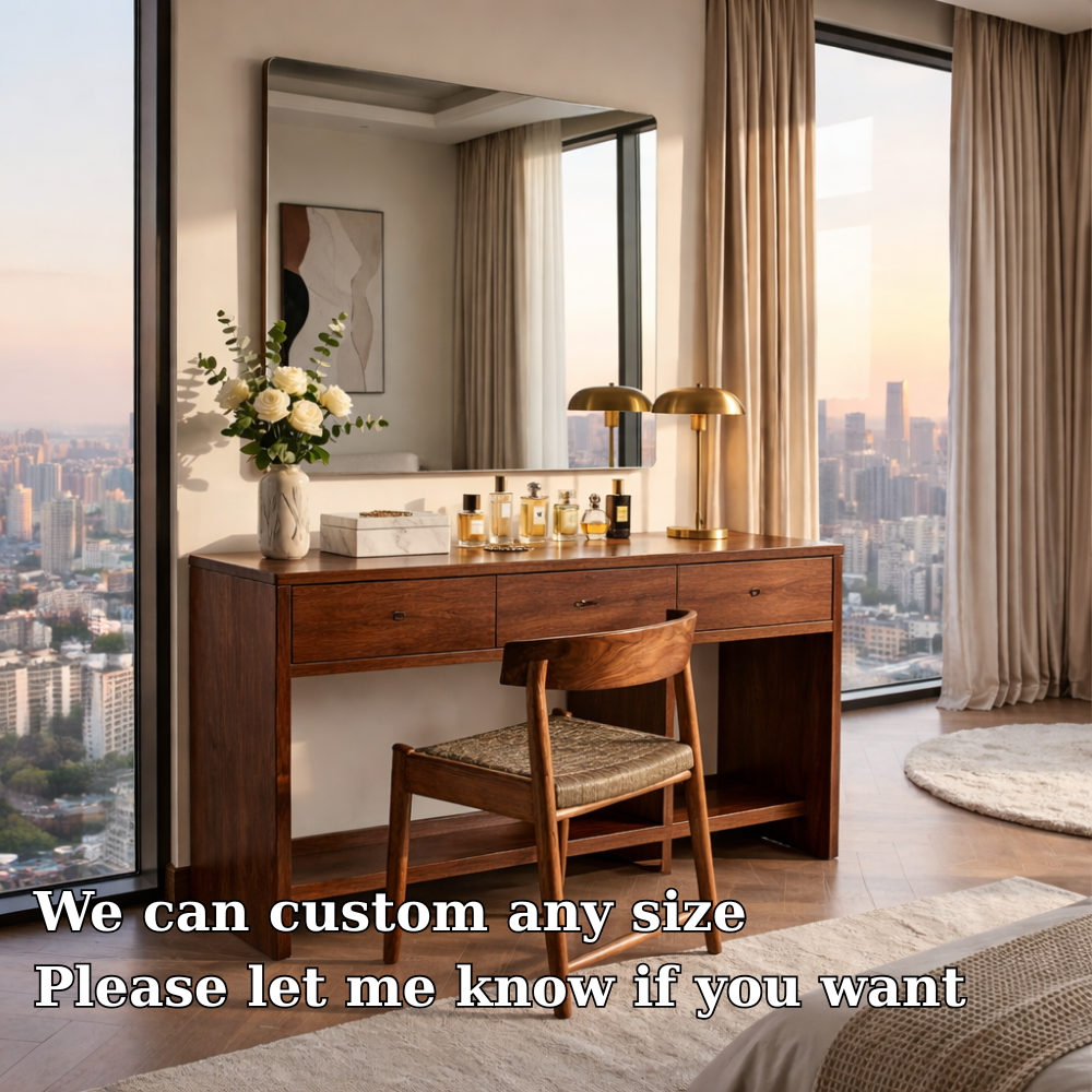 Handcrafted Solid Wood Makeup Vanity  – Modern Minimalist Design