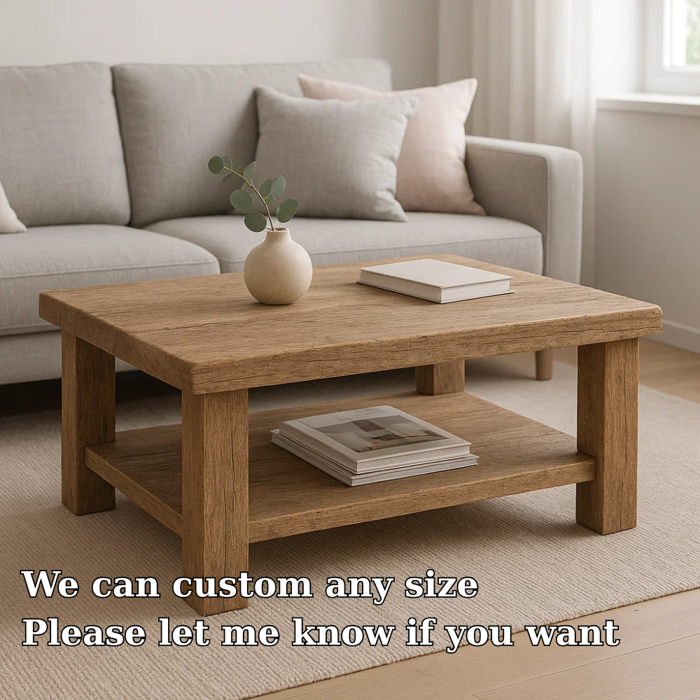 Handcrafted Solid Wood Coffee Table – Rustic Farmhouse Design with Timeless Character Kitchnce