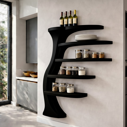 Handcrafted Solid Wood Tree-Inspired Wall Shelf - Sculptural Floating Kitchen & Living Decor