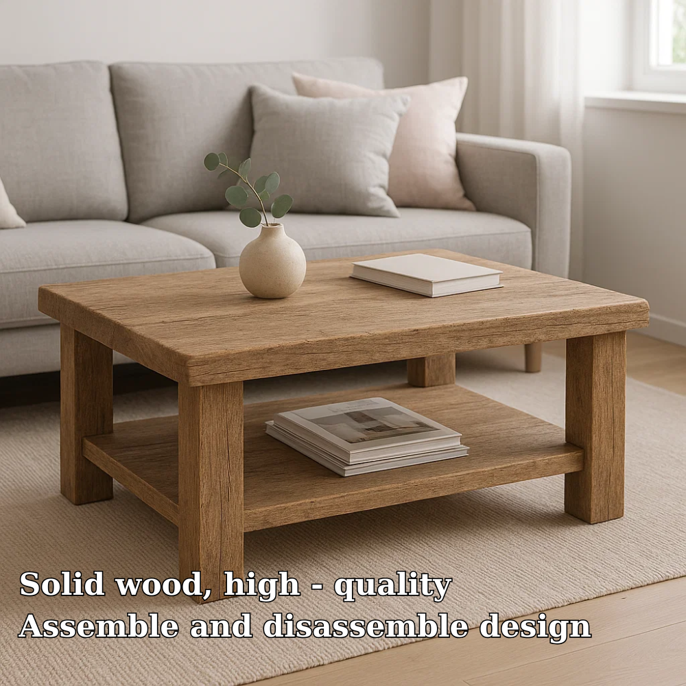 Handcrafted Solid Wood Coffee Table – Rustic Farmhouse Design with Timeless Character Kitchnce