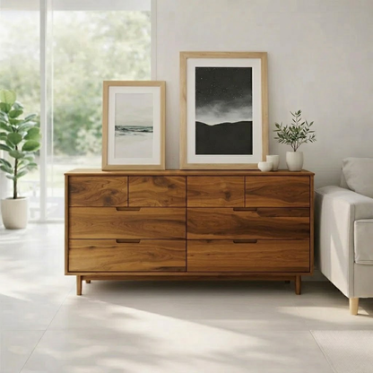 Solid Wood Sideboard Console with Drawers, Modern Storage Cabinet for Living Room