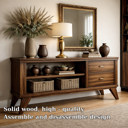 Handcrafted Console Cabinet with Storage - Mid-Century Modern Design