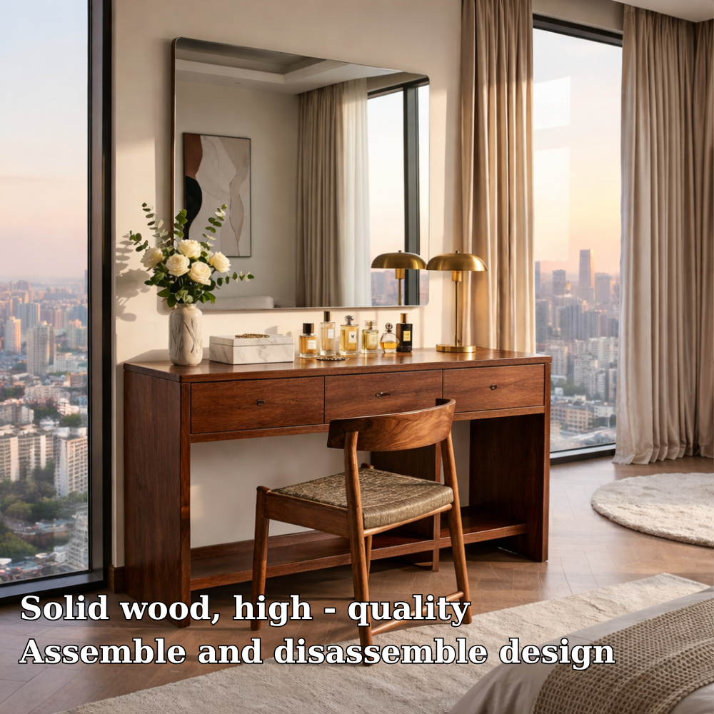 Handcrafted Solid Wood Makeup Vanity  – Modern Minimalist Design