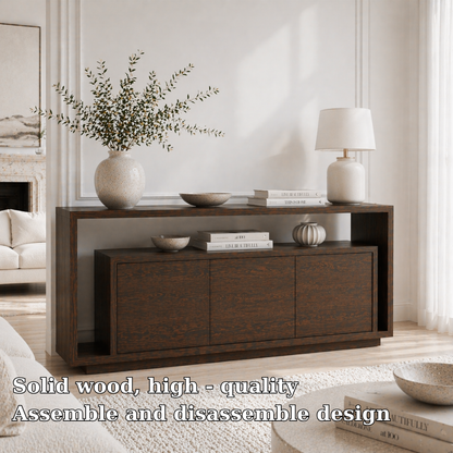 Solid Wood Console Sideboard – Minimalist Modern Storage Cabinet for Living Room
