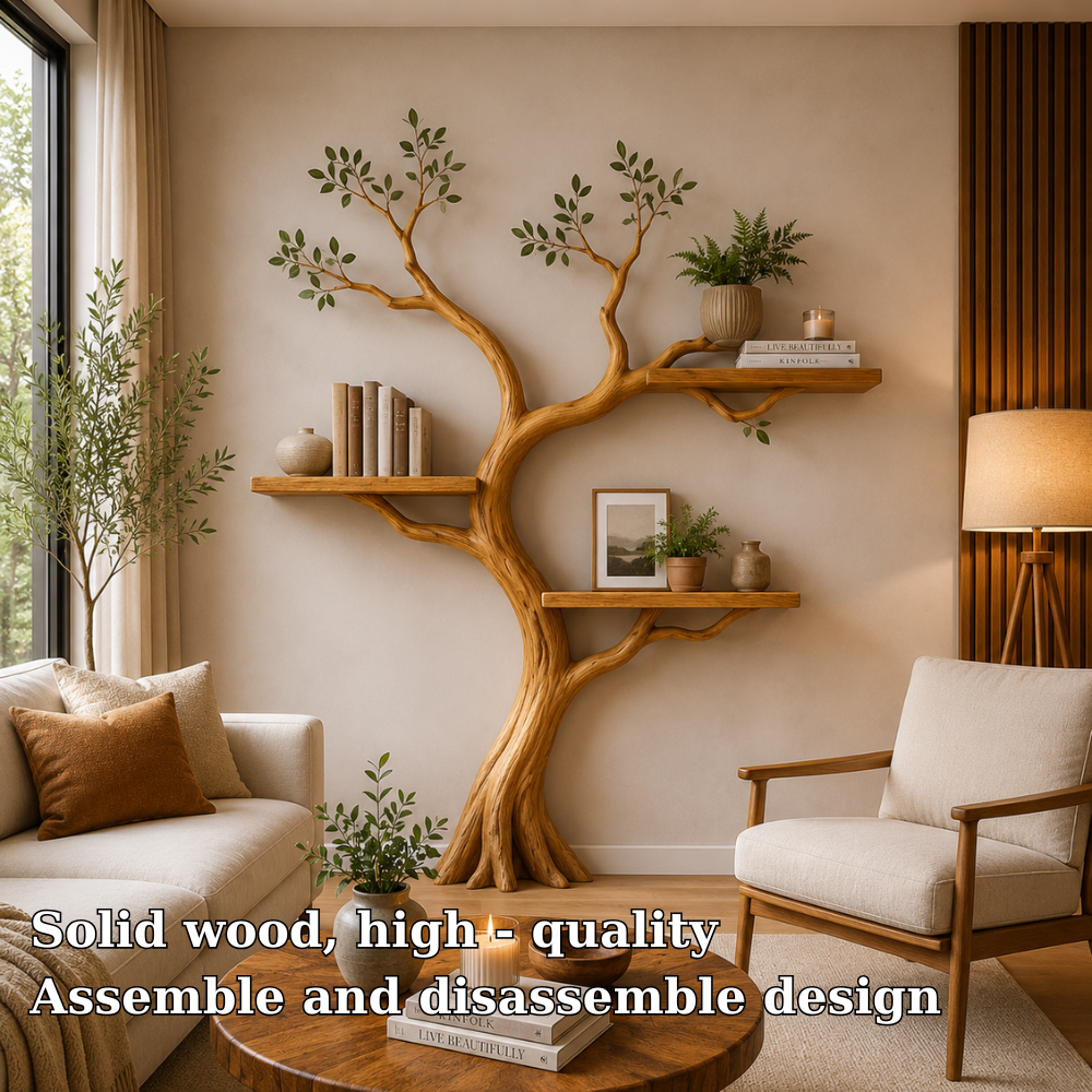 Organic Solid Wood Tree Bookshelf for Modern Home Wall Decor
