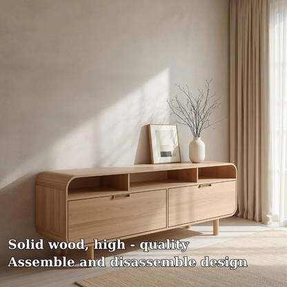 Minimalist Solid Wood Console Cabinet with Open Shelving – Modern Storage Solution