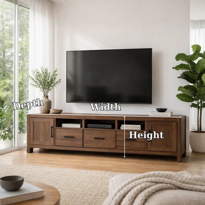 Solid Wood TV Cabinet with Drawers – Modern Walnut Media Console Kitchnce