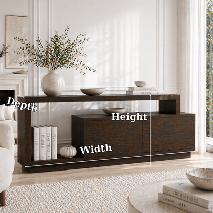 Minimalist Solid Wood Console Sideboard – Modern Walnut Entryway Storage Table