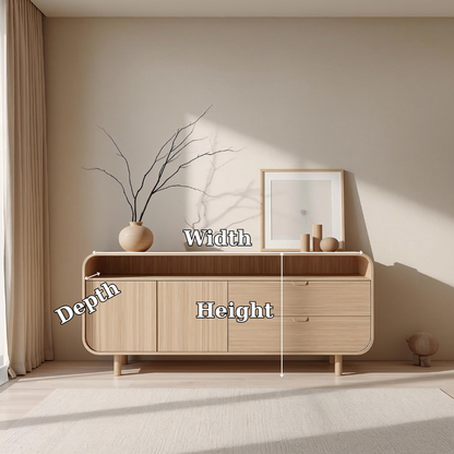 Contemporary Solid Wood Console Cabinet with Sliding Doors – Modern Storage Unit