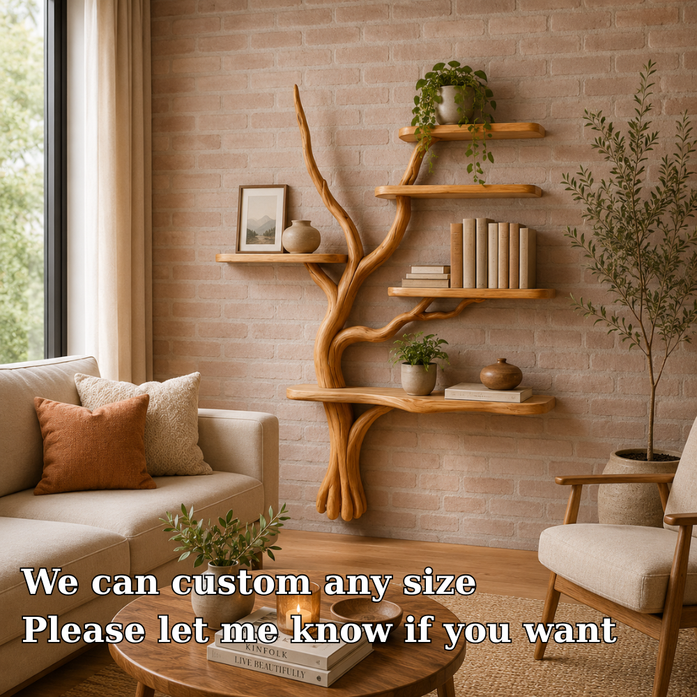 Handmade Solid Wood Tree Bookshelf for Cozy Modern Living Spaces
