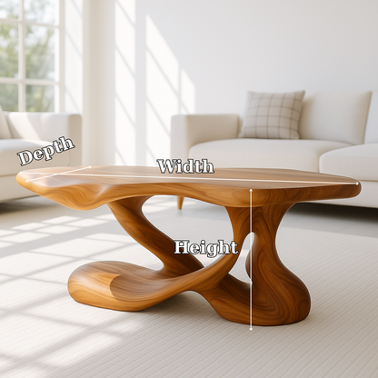 Handcrafted Solid Wood Coffee Table – Sculptural Organic Centerpiece for Modern Living Rooms Kitchnce