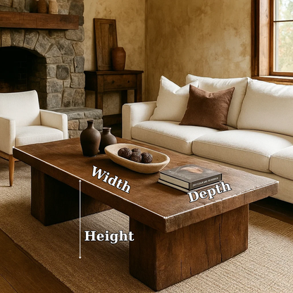 Handcrafted Solid Wood Coffee Table – Rustic Minimalist Centerpiece for Warm Living Spaces Kitchnce
