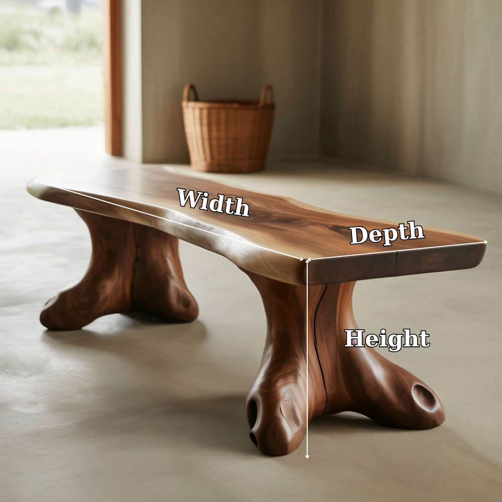Handcrafted Solid Wood Entryway Bench – Organic Natural Design for Modern Interior Spaces Kitchnce