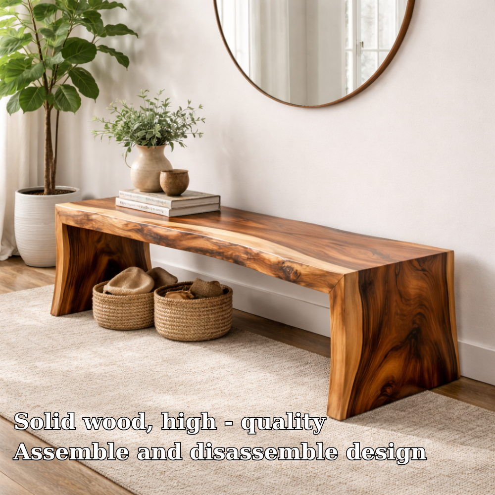Live Edge Solid Wood Entryway Bench | Modern Organic Design with Natural Finish Kitchnce