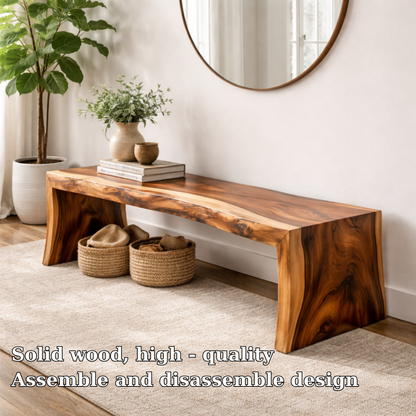Live Edge Solid Wood Entryway Bench | Modern Organic Design with Natural Finish Kitchnce