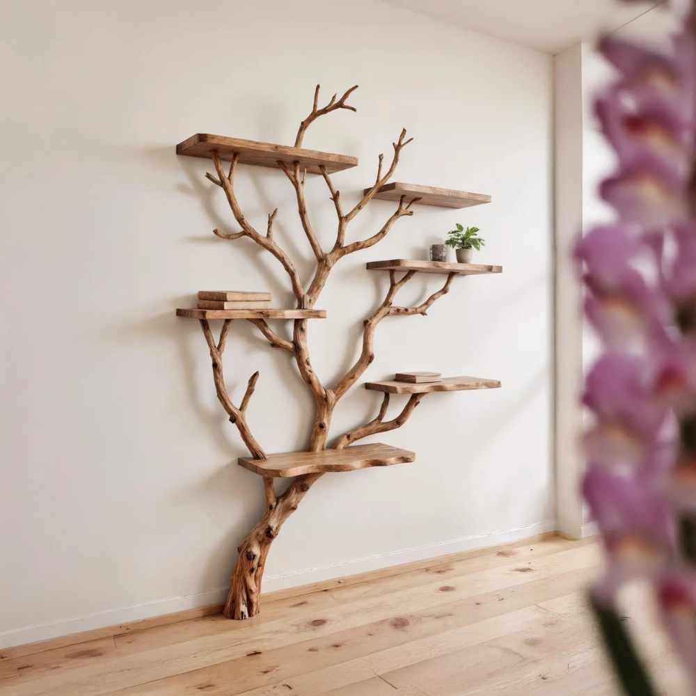Liora Handcrafted Solid Wood Tree Bookshelf