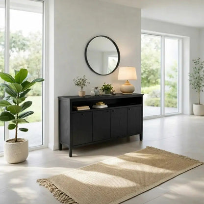 Modern Console Table with Cabinet Doors & Open Shelf Kitchnce