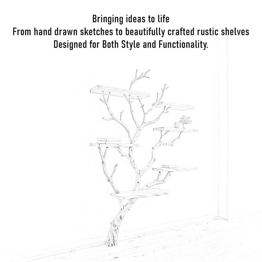 Liora Handcrafted Solid Wood Tree Bookshelf