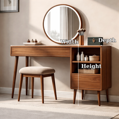 Solid Wood Makeup Vanity with Storage – Modern Minimalist Design