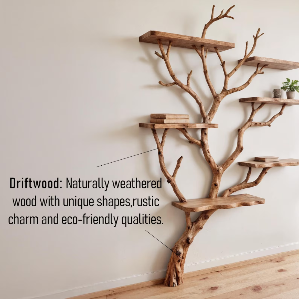 Liora Handcrafted Solid Wood Tree Bookshelf