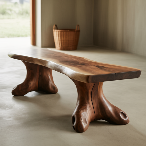 Handcrafted Solid Wood Entryway Bench – Organic Natural Design for Modern Interior Spaces Kitchnce