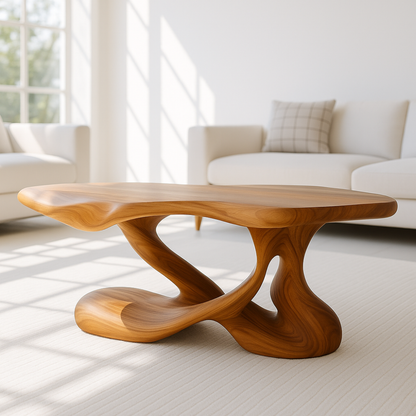 Handcrafted Solid Wood Coffee Table – Sculptural Organic Centerpiece for Modern Living Rooms Kitchnce