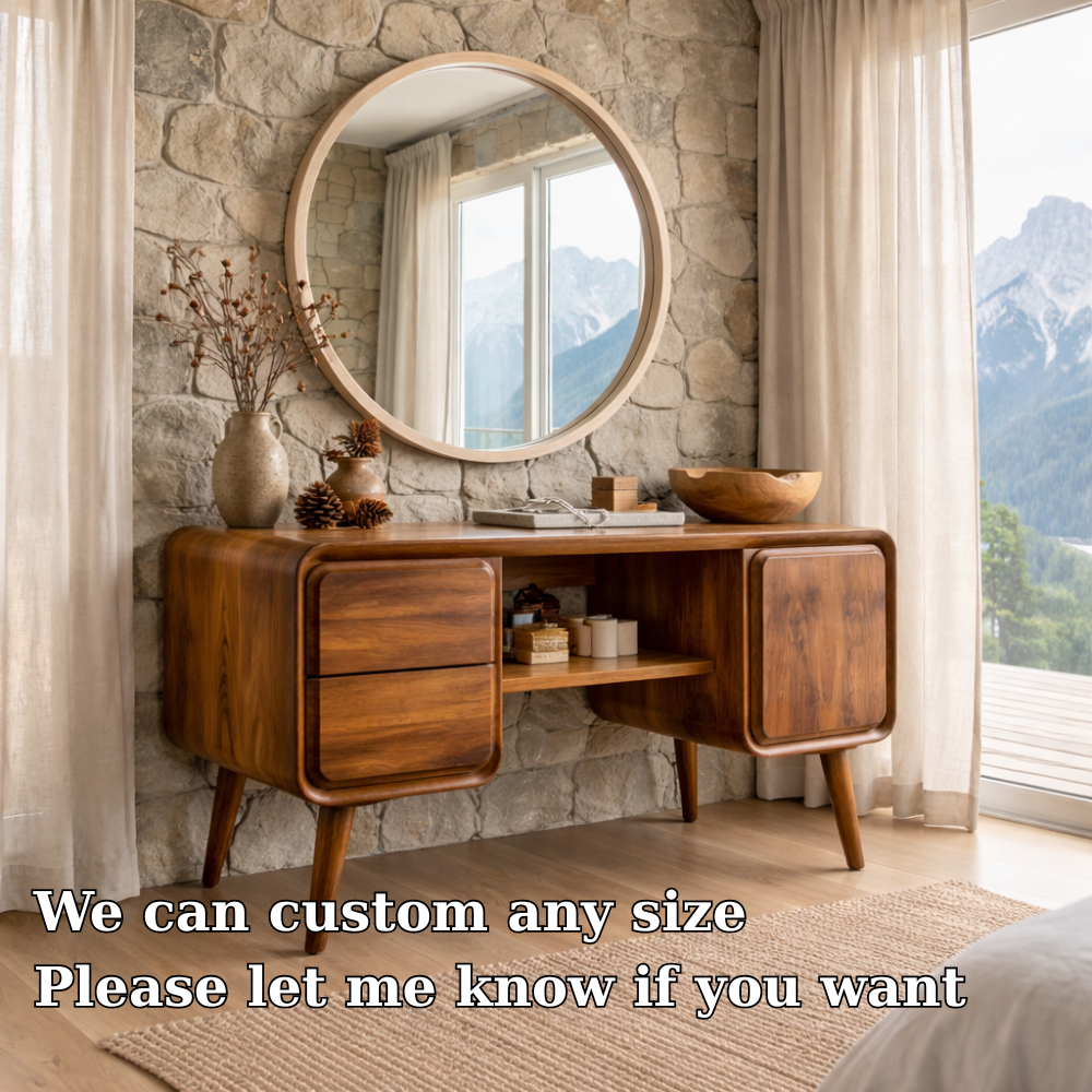 Solid Wood Makeup Vanity with Storage | Modern, Minimalist Design for Bedroom