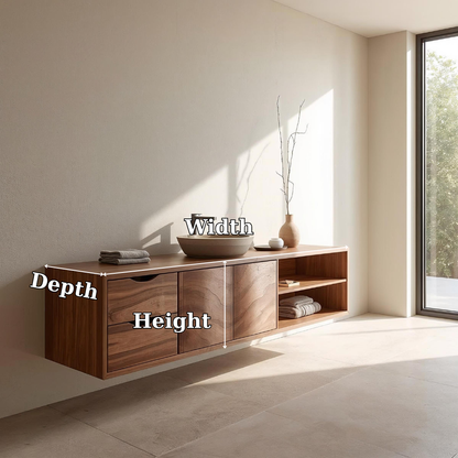 Floating Solid Wood Bathroom Vanity with Storage