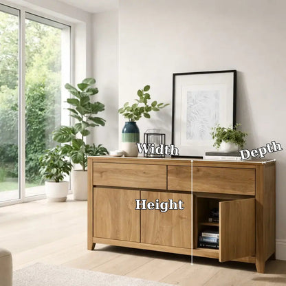 Modern Storage Console Table with Drawers & Doors Kitchnce