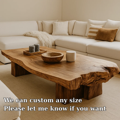 Handcrafted Solid Wood Coffee Table – Live Edge Organic Design for Modern Natural Interiors Kitchnce