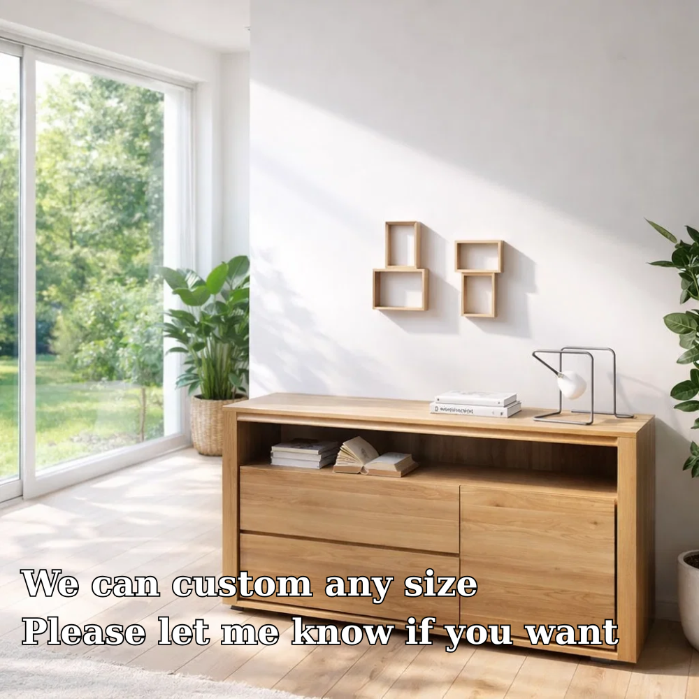 Modern Sideboard Cabinet with Drawers and Open Shelf